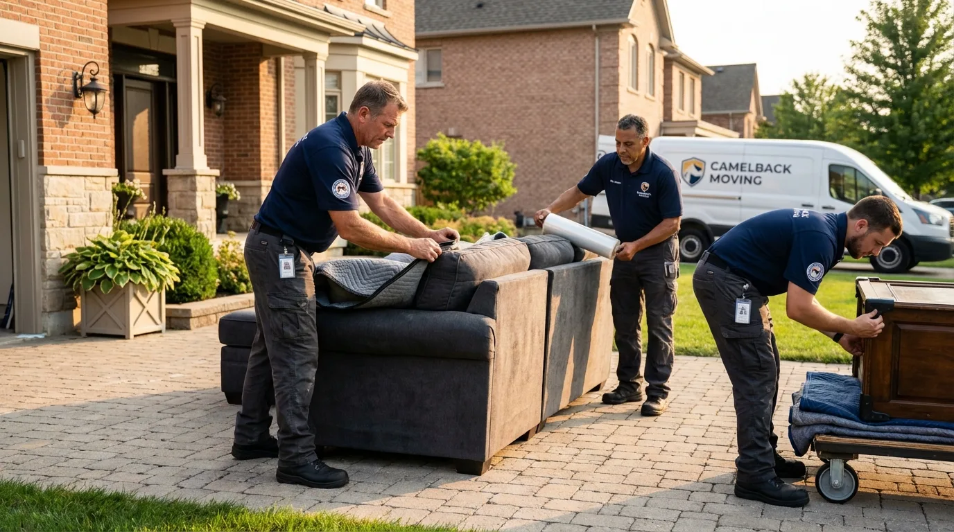 Large estate moving crew wrapping furniture in Granite City, IL
