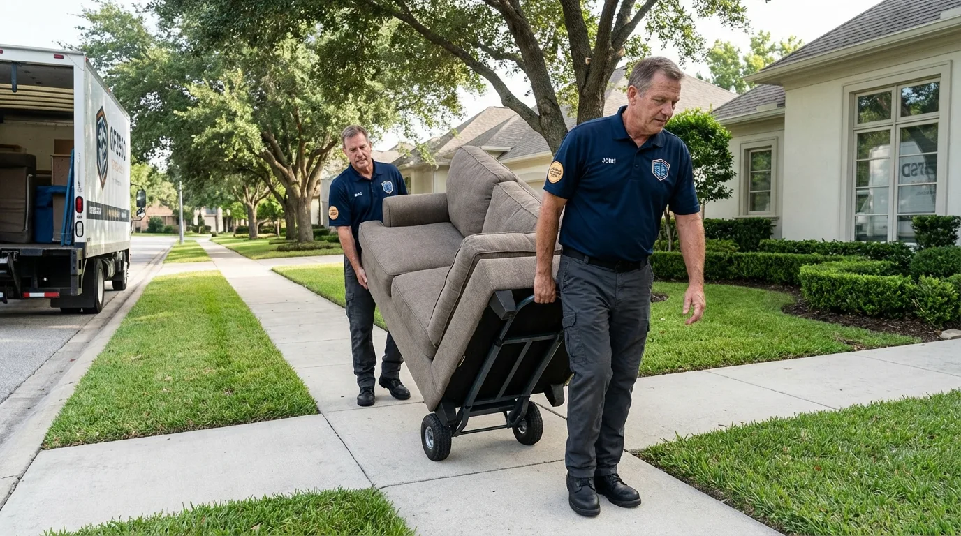 Local residential moving crew loading furniture in Granite City, IL