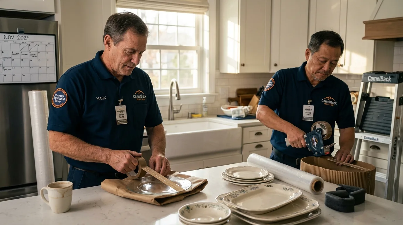 Professional crew packing kitchen dishware in Granite City, IL