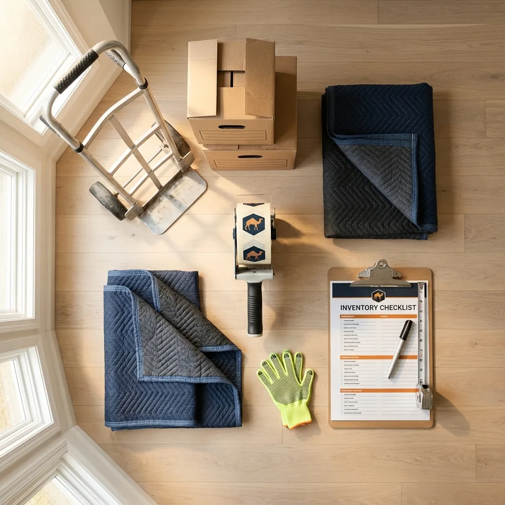 Professional moving supplies and packing materials layout for Granite City residential relocations